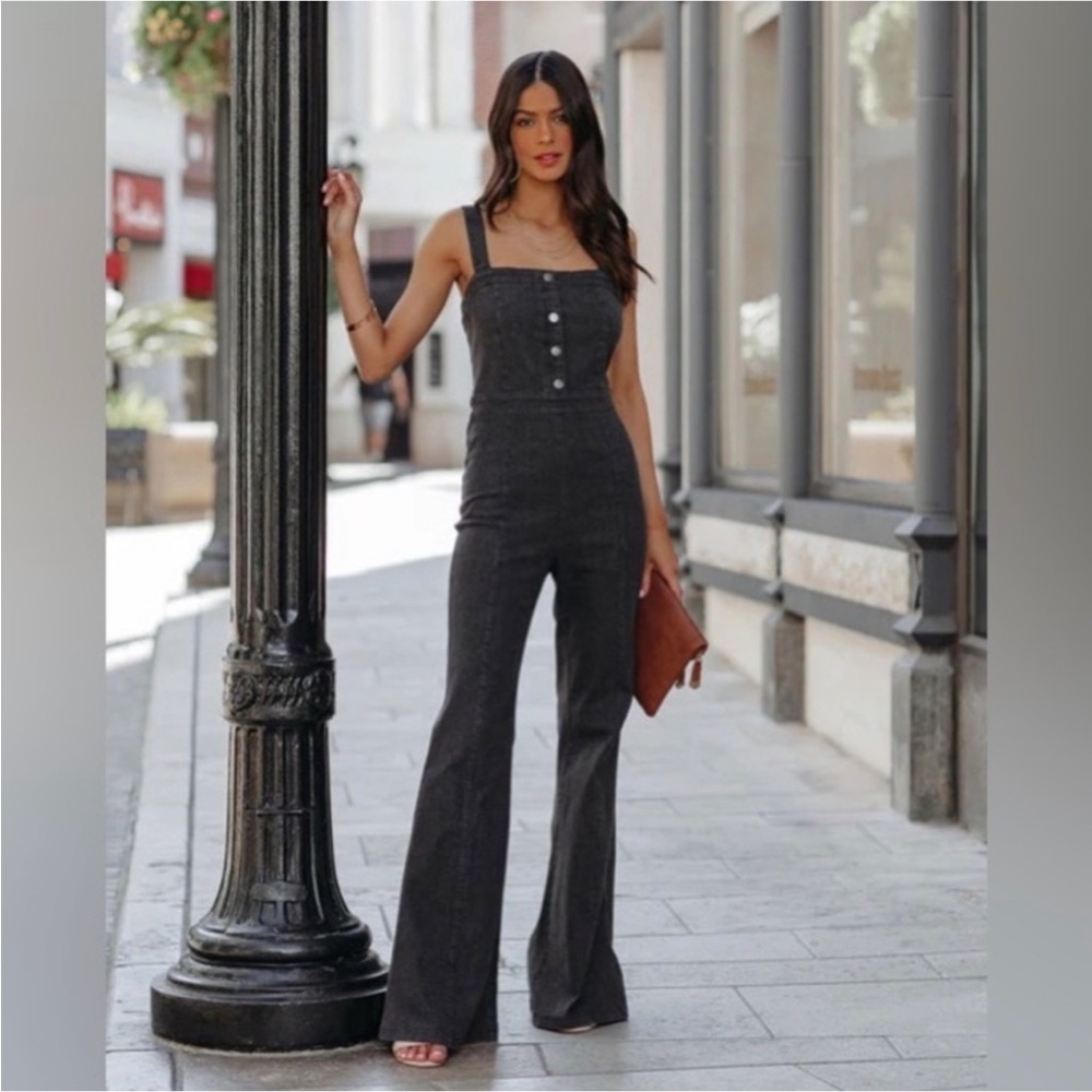 VICI washed black flare jumpsuit